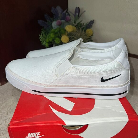 Womens Nike Court Legacy Slip-On Sneakers White Canvas Size 9.5 New With Box Cas - Picture 13 of 13